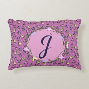 Pretty Pink Purple and Yellow Pansies Decorative Cushion