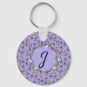 Pretty Pink Purple and Yellow Pansies Key Ring