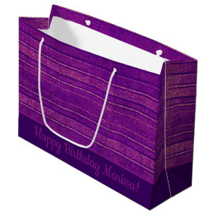 Pretty Pink Purple Distressed Stripes Pattern Large Gift Bag