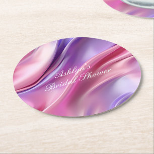 Pretty Pink Purple Dream Round Paper Coaster