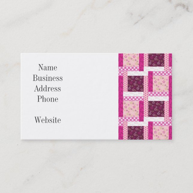 Pretty Pink Purple Patchwork Quilt Design Gifts Business Card (Front)
