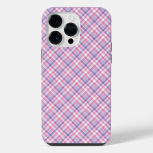 PRETTY PINK & PURPLE PLAID iPhone 14 PRO MAX CASE