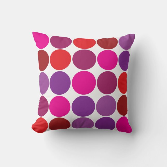 Pretty Pink Purple Red Polka Dots Circles Pattern Cushion (Front)