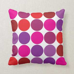 Pretty Pink Purple Red Polka Dots Circles Pattern Cushion