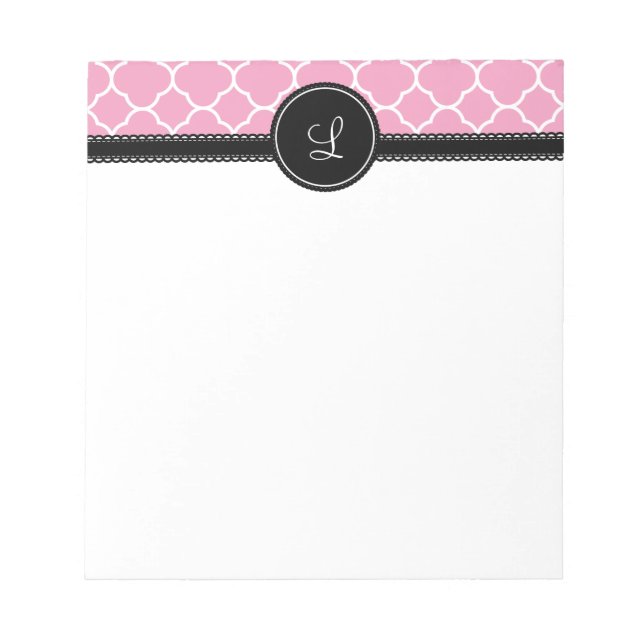 Pretty Pink Quatrefoil Pattern Notepad (Front)