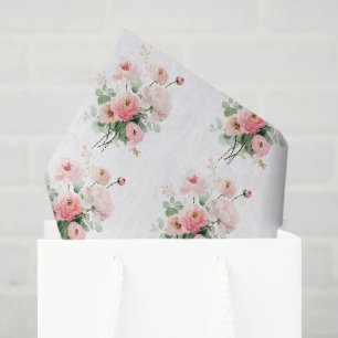 Pretty Pink Ranunculus Flowers Bridal Shower Tissue Paper