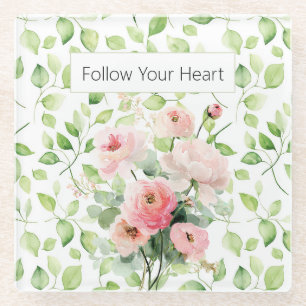 Pretty Pink Ranunculus Flowers Glass Coaster