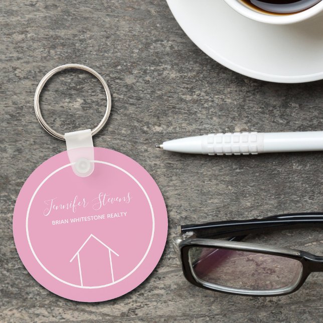 Pretty Pink Real Estate Agent Personalised Realtor Key Ring (Creator Uploaded)