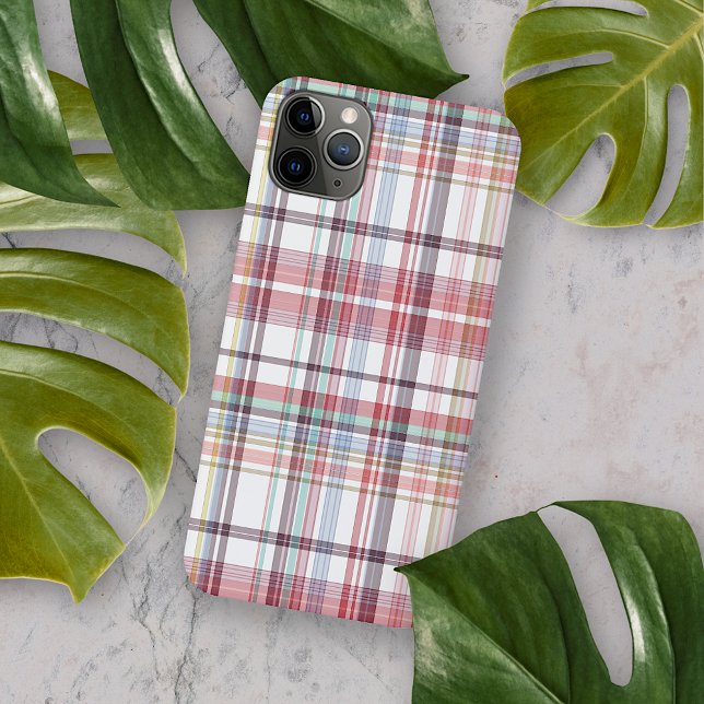Pretty Pink Red Blue Green White Tartan Pattern iPhone Case (Creator Uploaded)