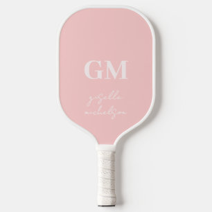 Pretty Pink Retro Bows and Boots Monogrammed Name  Pickleball Paddle