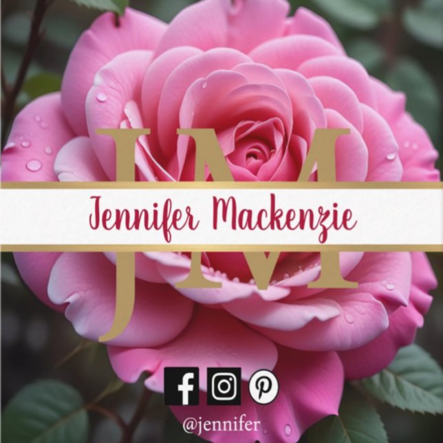 Pretty Pink Rose AI Generated  Square Business Card (Creator Uploaded)
