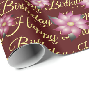 Pretty Pink Rose And Yellow Flowered Gift Wrap