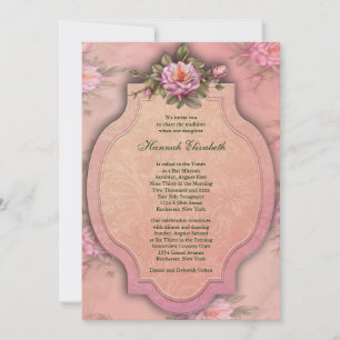 Pretty Pink Rose Bat Mitzvah Invitation