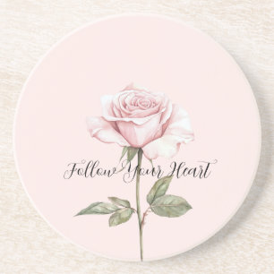 Pretty Pink Rose Floral Coaster