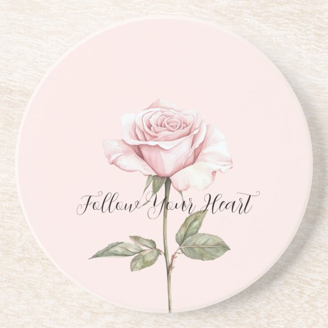 Pretty Pink Rose Floral   Coaster (Front)