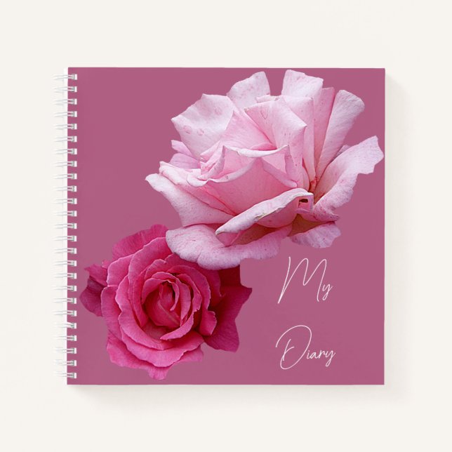 Pretty pink rose floral simple modern stylish fun notebook (Front)