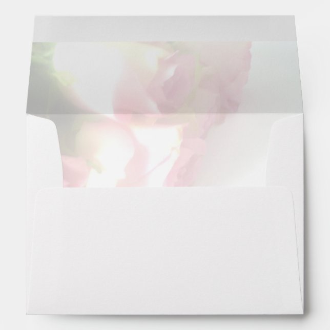 Pretty pink rose flower liner wedding envelopes (Back (Bottom))