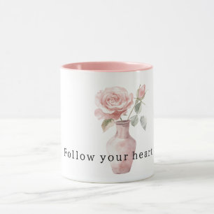 Pretty Pink Rose Flowers in Vase Mug