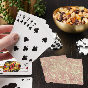 Pretty Pink Rose Pattern Playing Cards