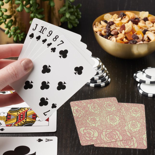 Pretty Pink Rose Pattern Playing Cards (In Situ)