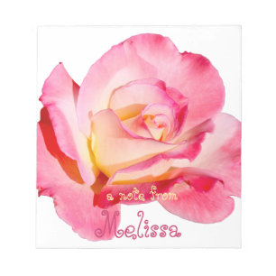Pretty Pink Rose Personalised Notepad