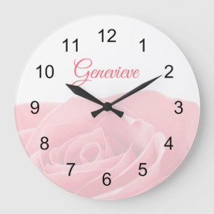 Pretty Pink Rose Personalised with Name Wall Clock