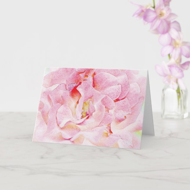 Pretty Pink Rose Petals Abstract Art Note Card (Orchid)