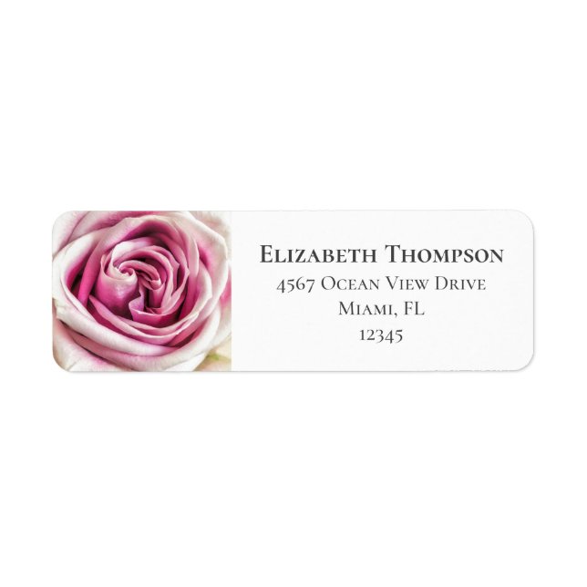 Pretty Pink Rose Photo Return Address Label (Front)