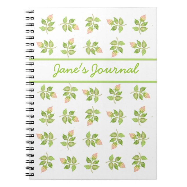 Pretty Pink Rosebud Spiral Notebook (Front)