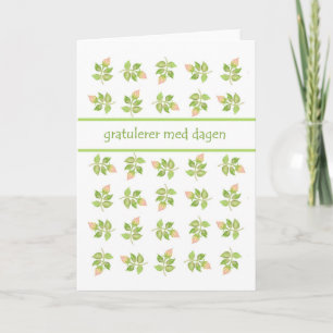 Pretty Pink Rosebuds Norwegian Language Birthday Card
