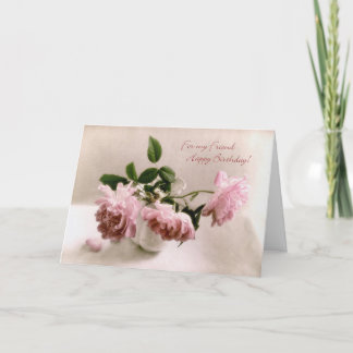 Pretty Pink Roses Birthday Card for a Friend