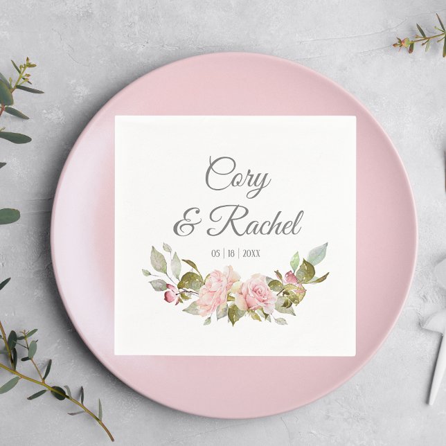 Pretty Pink Roses Bouquet  Wedding Paper   Napkin (Creator Uploaded)