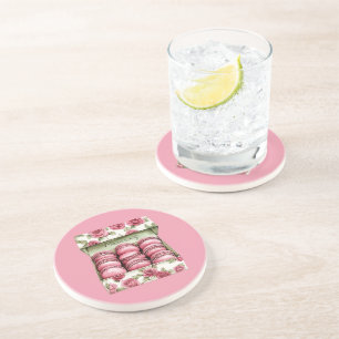 Pretty Pink Roses Box of Macarons Coaster