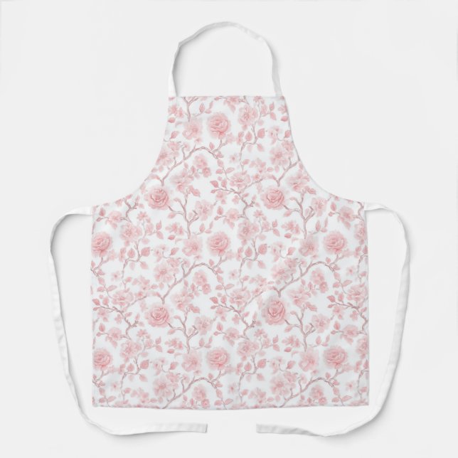 Pretty Pink Roses Floral Bridal Shower Apron (Front)