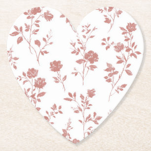 Pretty Pink Roses Floral Bridal Shower  Paper Coaster