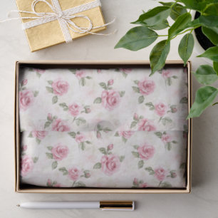 Pretty Pink Roses Floral Bridal Shower Tissue Paper
