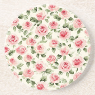 Pretty Pink Roses Floral Coaster
