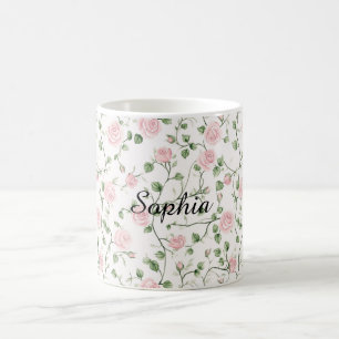 Pretty Pink Roses Floral   Coffee Mug