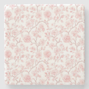 Pretty Pink Roses Floral Stone Coaster