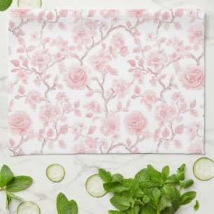 Pretty Pink Roses Floral Tea Towel