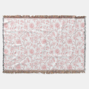 Pretty Pink Roses Floral Throw Blanket