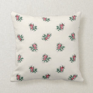 Pretty Pink Roses Girly Vintage Wallpaper Pattern Cushion