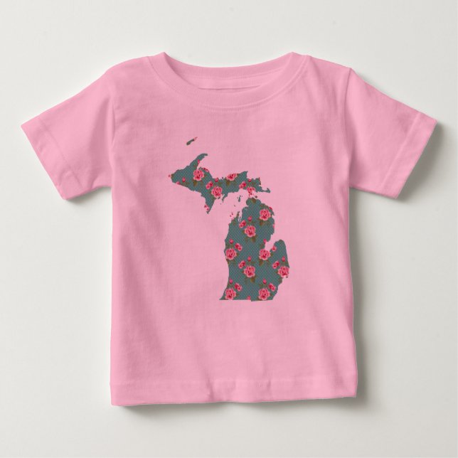 Pretty Pink Roses | Michigan T-Shirt | Michigan (Front)