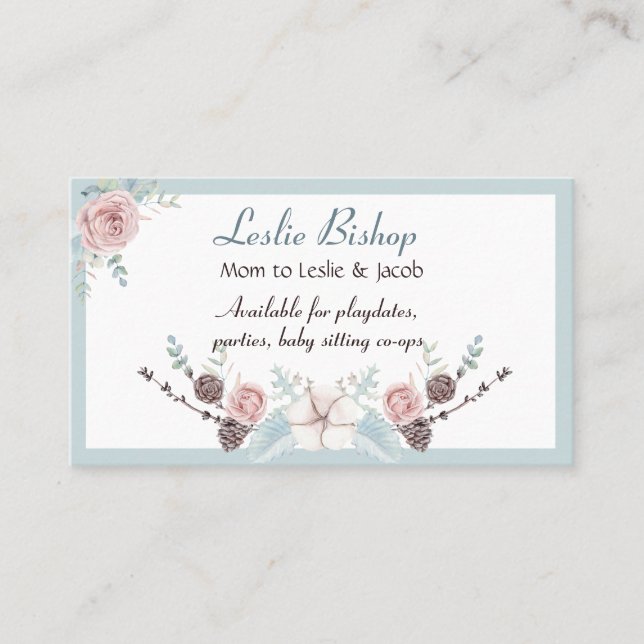 Pretty Pink Roses Mummy Networking Calling Card (Front)