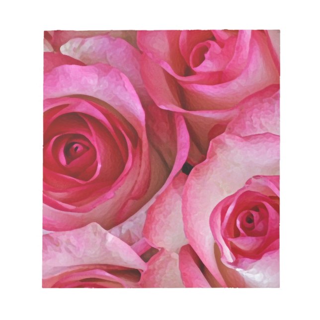 Pretty pink roses notepad (Front)