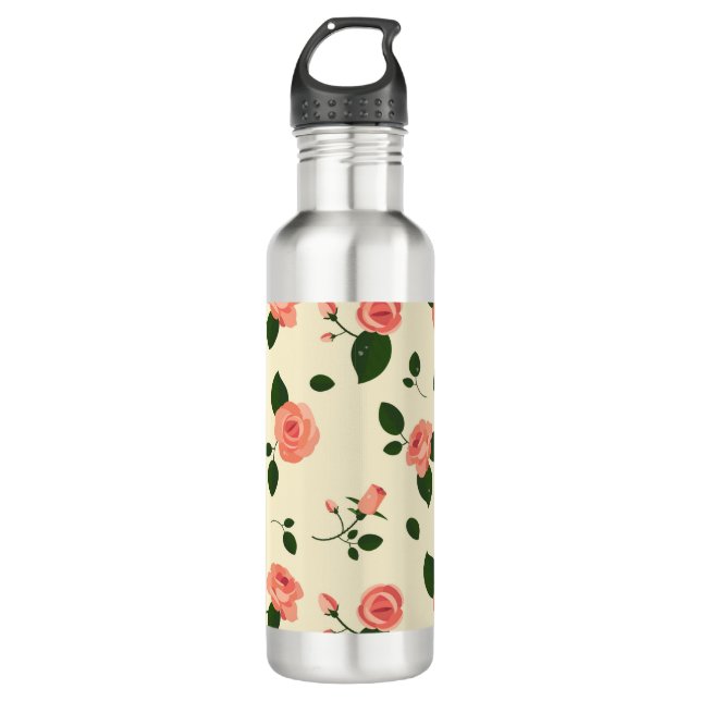 Pretty Pink Roses Pastel Pink Pattern 710 Ml Water Bottle (Front)