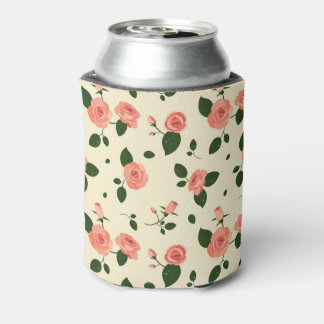Pretty Pink Roses Pastel Pink Pattern Can Cooler