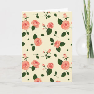 Pretty Pink Roses Pastel Pink Pattern Card
