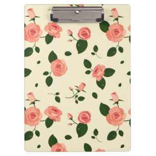 Pretty Pink Roses Pastel Pink Pattern Clipboard
