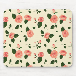 Pretty Pink Roses Pastel Pink Pattern Mouse Pad